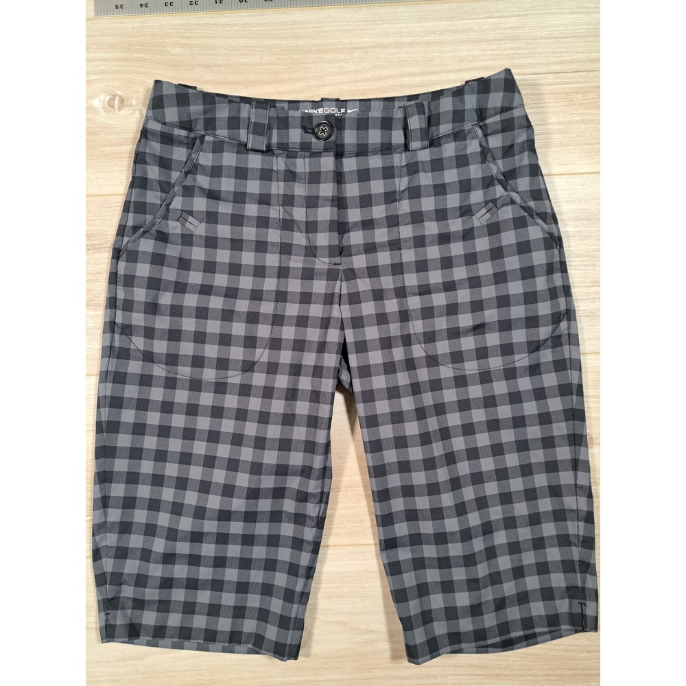 Nike Golf Tour‎ Performance Dri-FIT Gingham Shorts Womens 4 Grey Black Plaid